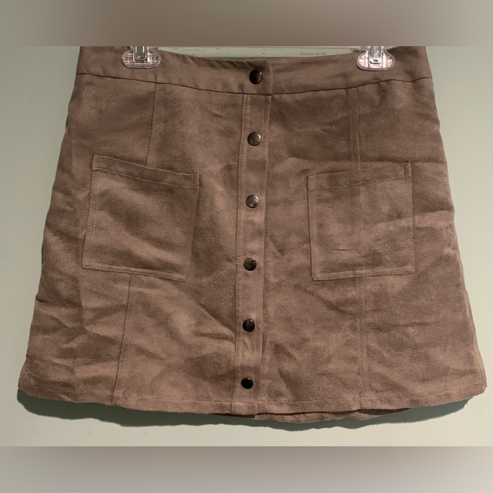 Jack by BB Dakota Faux Suede Button Front Mini Skirt